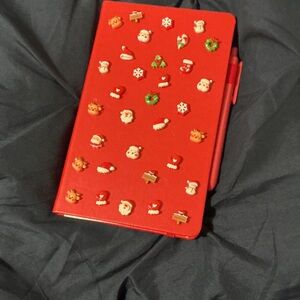 Festive Christmas Red junked Notebook with Holiday charms